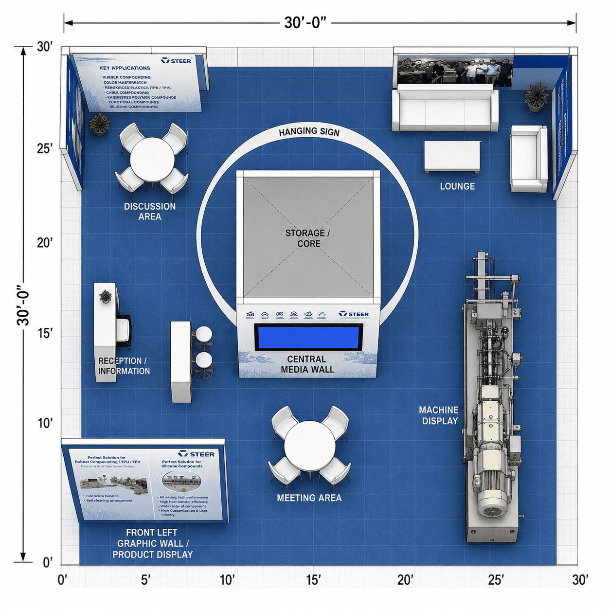 30′ x 30′ Custom Trade Show Booth for STEER at NPE 2024 Orlando