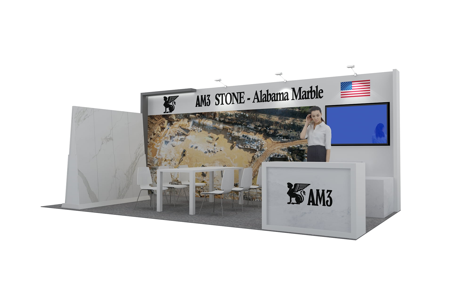 20’x10′ AM3 Stone Booth for Advantis Coverings