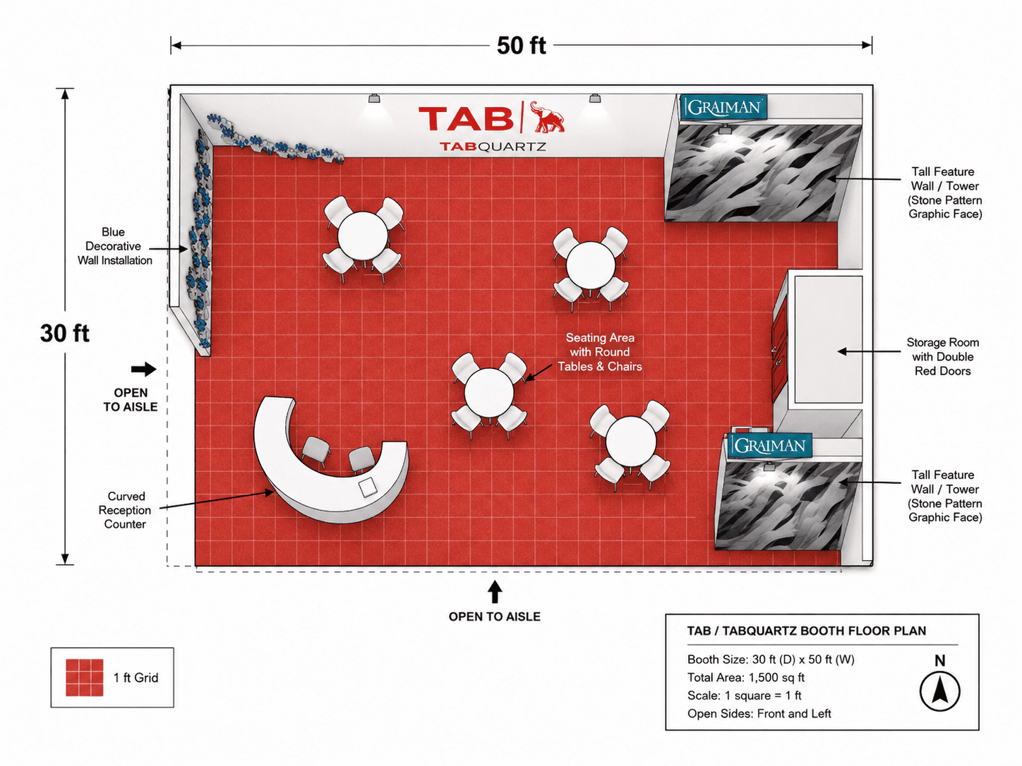 30′ x50′ TABQUARTZ Booth at TISE 2022
