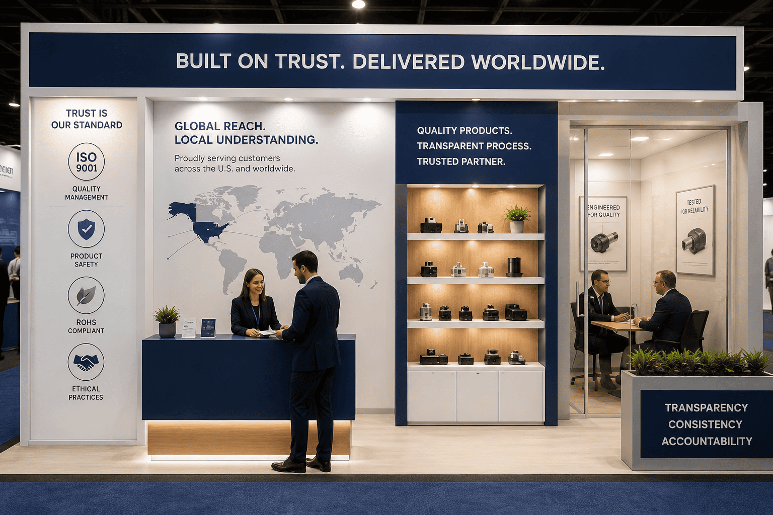 trade show booth for U.S. market entry